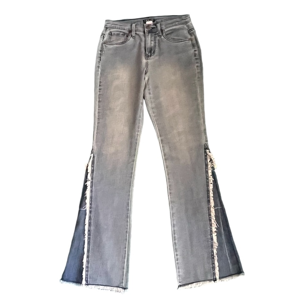 VENUS Charcoal Flare Jeans with Fringe Detail